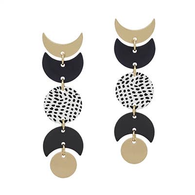 Gold & Black Geometric Earrings