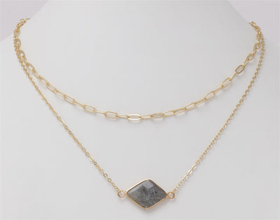 Gold Chain & Natural Stone Necklace