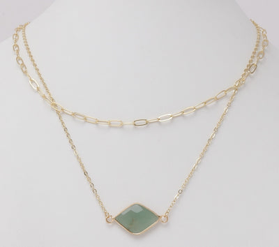 Gold Chain & Natural Stone Necklace
