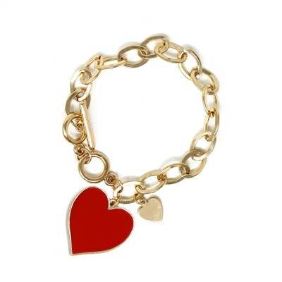 Gold Bracelet with  Red Heart